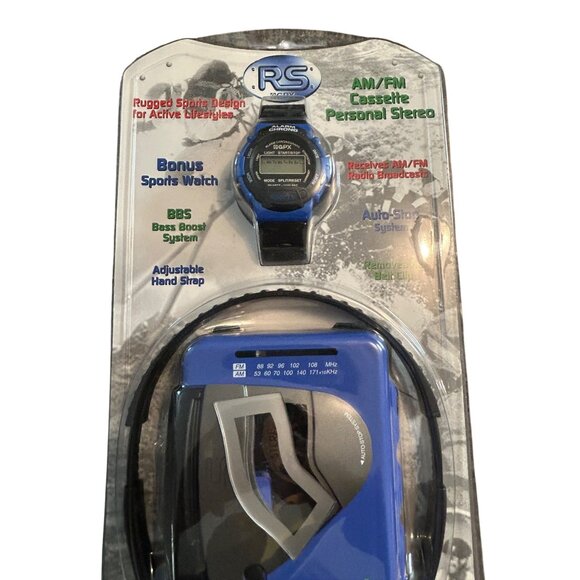 RS AM/FM Cassette Personal Stereo With Bonus Sports Watch & Adjustable Hand Stra - Picture 2 of 3